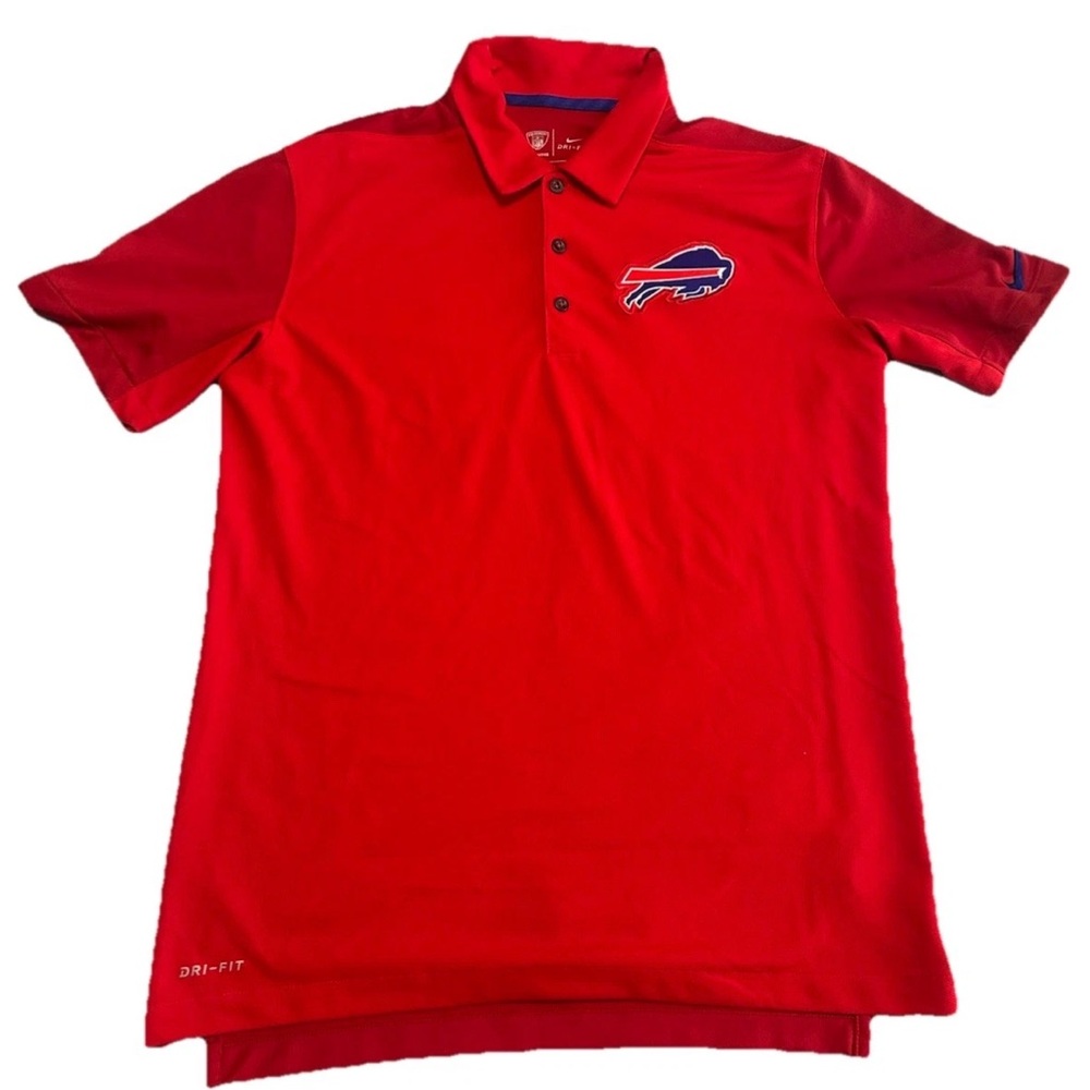 Nike Dri Fit Polo Shirt Mens Sz Medium Red NFL Training Antigua Buffalo Bills